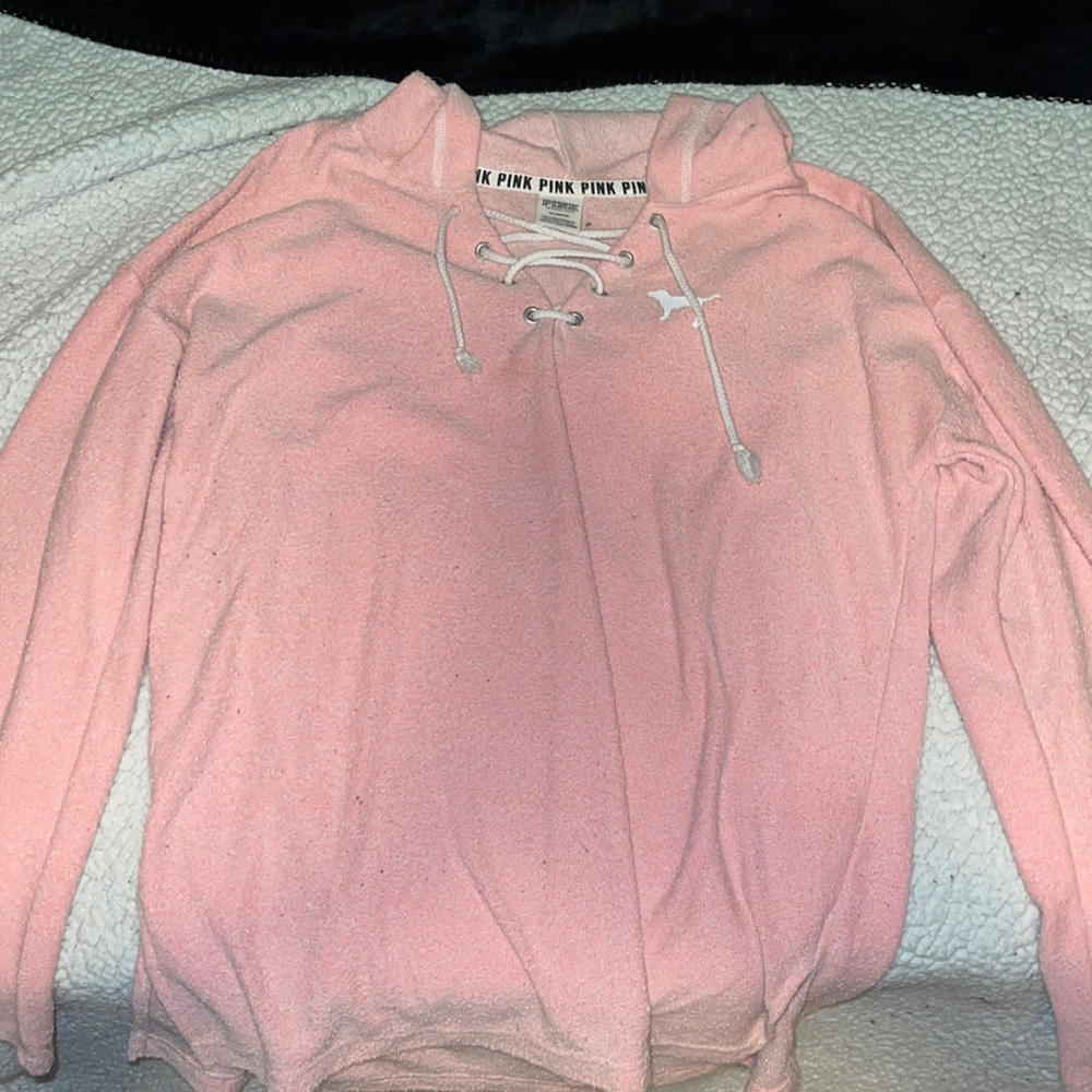 PINK lace up hoodie